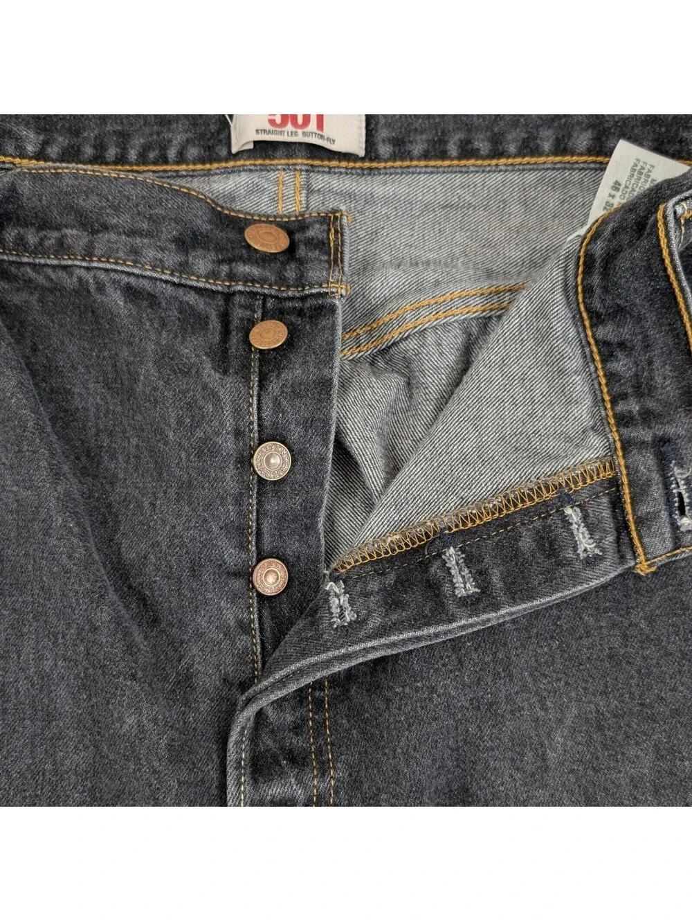 VTG Y2K Levi’s 501 Men’s Jeans 46x32 (Fits 40x28) Button Fly Charcoal Dark Wash